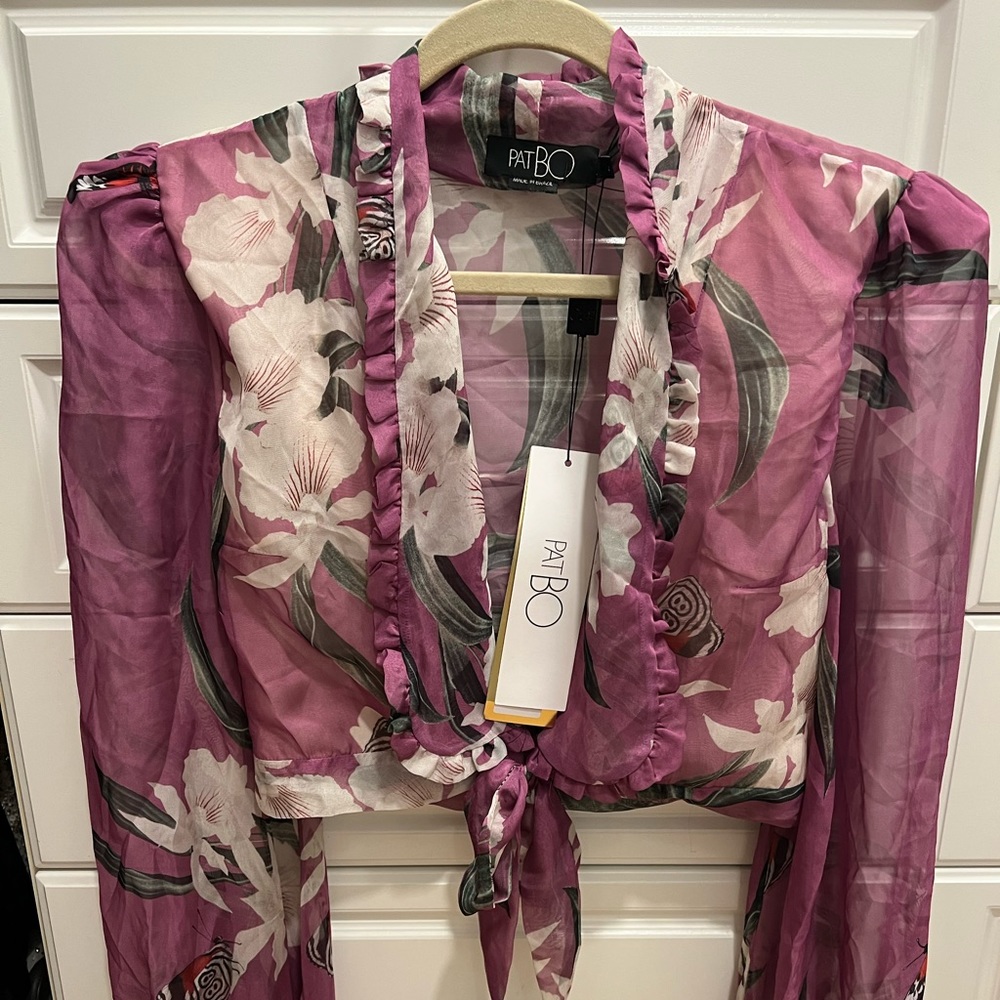 SOLD NWT PatBo Orchid Floral Blouse